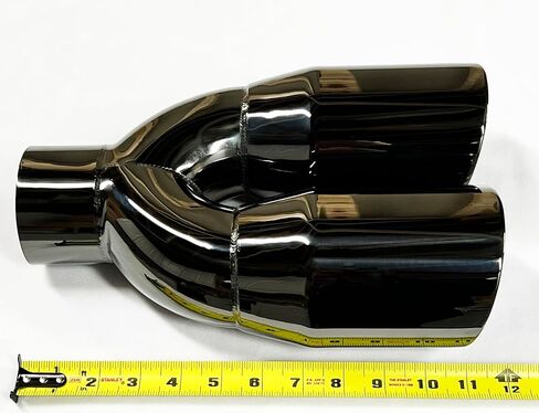 Exhaust Tip 2.50" Inlet Dual 4.00 X 12.00 Long WDDWRP40012-250-BC-SS Round Double Wall Black Chrome 304 Stainless Wesdon Exhaust Tip in Saudi Arabia
