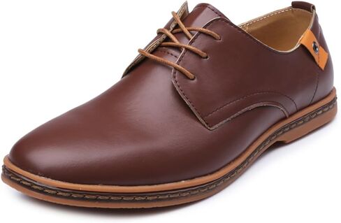 Dress Shoes for Men PU Leather Casual Men's Shoes Round Toe Lace-up Flats for Comfort and Style in Saudi Arabia