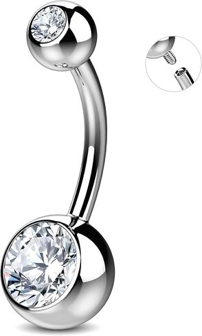 316LVM Surgical Steel Belly Button Ring 14g - خواتم زر الفولاذ المقاوم للصدأ المصنوعة من الفولاذ المقاوم للصدأ للنساء - نساء لطيف مثير البطن البطن البطن السرة. in Kuwait
