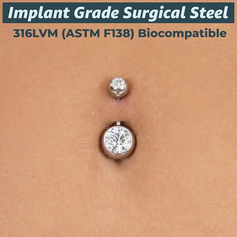 316LVM Surgical Steel Belly Button Ring 14g - خواتم زر الفولاذ المقاوم للصدأ المصنوعة من الفولاذ المقاوم للصدأ للنساء - نساء لطيف مثير البطن البطن البطن السرة. in Kuwait