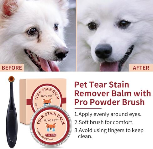 Natural Pet Tear Stain Remover Balm with Professional Brush – Safe, Gentle & Effective Eye Care for Dogs & Cats, Removes Tear Stains, Reduces Redness, Protects Sensitive Eyes, 1 oz in Kuwait