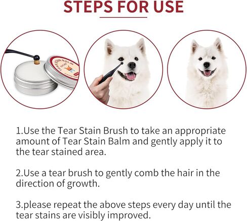 Natural Pet Tear Stain Remover Balm with Professional Brush – Safe, Gentle & Effective Eye Care for Dogs & Cats, Removes Tear Stains, Reduces Redness, Protects Sensitive Eyes, 1 oz in Kuwait