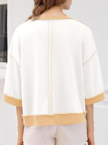 Fisoew Womens sweatshirt كبير الحجم 3/4 كم من الطبق in Saudi Arabia
