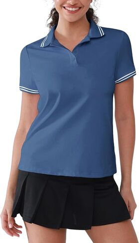 Womens Golf Polo Shirts Short Sleeve V Neck Collared Shirts Tennis Work Athletic Golf Tops in Saudi Arabia