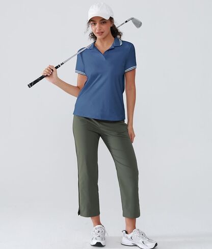 Womens Golf Polo Shirts Short Sleeve V Neck Collared Shirts Tennis Work Athletic Golf Tops in Saudi Arabia