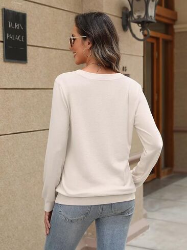 eadinve womens v الرقبة الأكمام طويلة الأكمام ذات الأكمام الخفيفة الوزن pullover لطيف الأزياء لطيف السقوط ملابس تونك قمم 2025 in Saudi Arabia