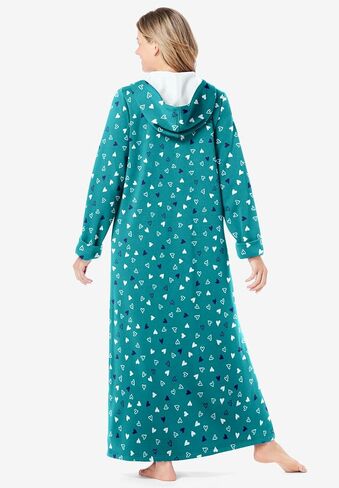 Dreams & Co. Plus Size Long Hooded Fleece Sweatshirt Robe in Saudi Arabia