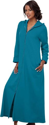 Dreams & Co. Plus Size Long Hooded Fleece Sweatshirt Robe in Saudi Arabia