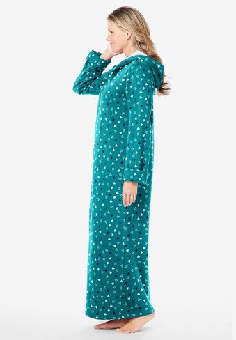 Dreams & Co. Plus Size Long Hooded Fleece Sweatshirt Robe in Saudi Arabia