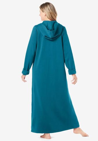 Dreams & Co. Plus Size Long Hooded Fleece Sweatshirt Robe in Saudi Arabia