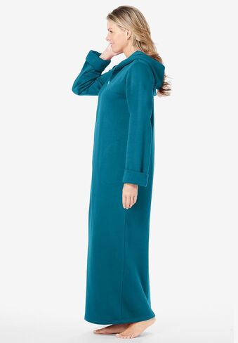 Dreams & Co. Plus Size Long Hooded Fleece Sweatshirt Robe in Saudi Arabia