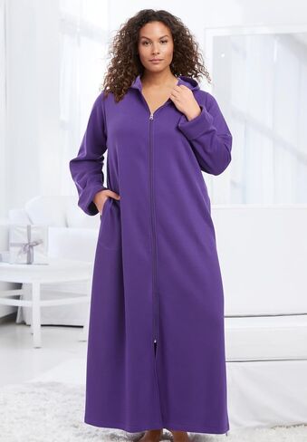 Dreams & Co. Plus Size Long Hooded Fleece Sweatshirt Robe in Saudi Arabia