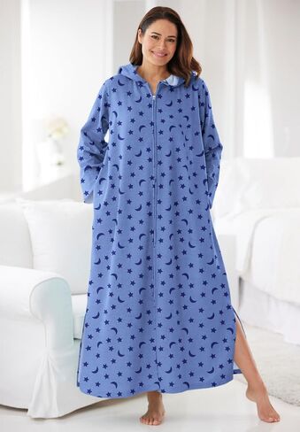Dreams & Co. Plus Size Long Hooded Fleece Sweatshirt Robe in Saudi Arabia
