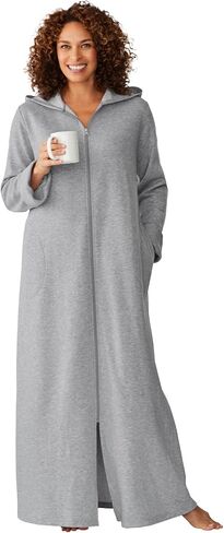 Dreams & Co. Plus Size Long Hooded Fleece Sweatshirt Robe in Saudi Arabia