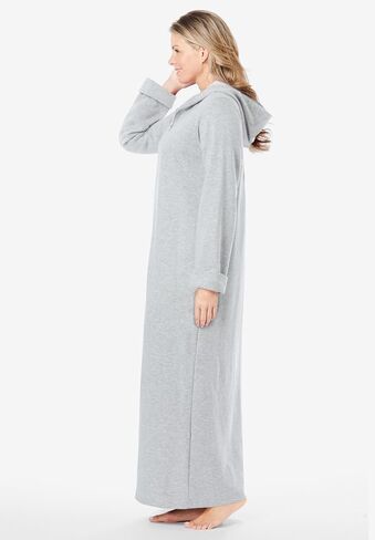 Dreams & Co. Plus Size Long Hooded Fleece Sweatshirt Robe in Saudi Arabia