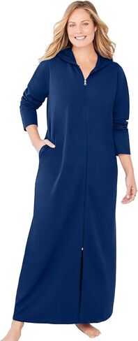 Dreams & Co. Plus Size Long Hooded Fleece Sweatshirt Robe in Saudi Arabia