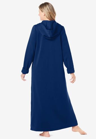 Dreams & Co. Plus Size Long Hooded Fleece Sweatshirt Robe in Saudi Arabia