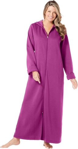 Dreams & Co. Plus Size Long Hooded Fleece Sweatshirt Robe in Kuwait