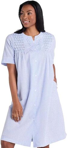 Miss Elaine Women's Seersucker ShortSleeve Short Robe in Kuwait