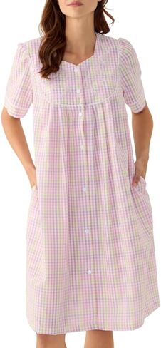 Miss Elaine Women's Seersucker ShortSleeve Short Robe in Kuwait