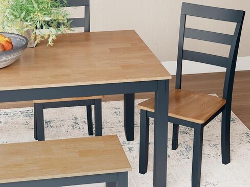 Signature Design by Ashley Erinberg Casual Dining Table with 4 Armless Upholstered Chairs and Bench, Set of 6, White & Light Gray in Kuwait