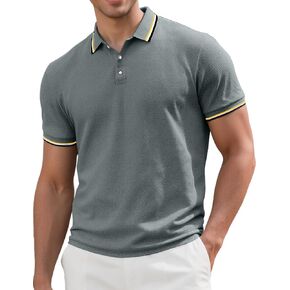 Men's Golf Polo Shirts Short Sleeve Striped Casual Polo Shirts for Men Dry Fit Tennis T-Shirt Tops in Saudi Arabia