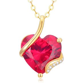 YDD 14K Solid Gold Heart Gemstone Birthstone Necklaces for Women Dainty 3 Carat Heart Cut Gemstone Pendant Birthstone Anniversary Birthday Jewelry Gifts for Her 16"-18" in Saudi Arabia