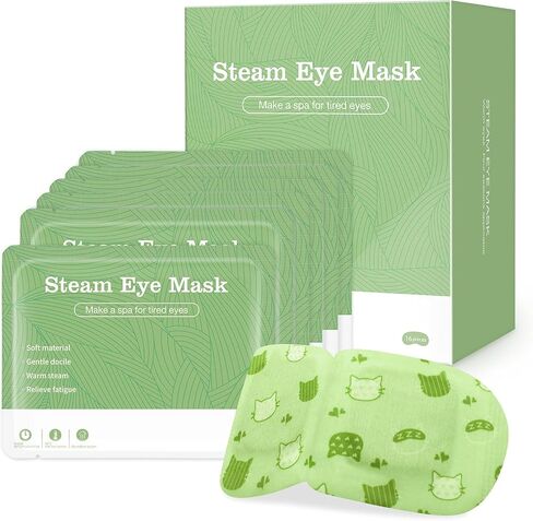 Jekeno Steam Eye Mask, 16 Packs Eye Masks for Dry Eyes, 40-60 Minutes Self Moist Warm Compress Heated Disposable Mask for Sleep, Spa Relaxing Trip Gifts, Travel Essentials for Women Men in Kuwait