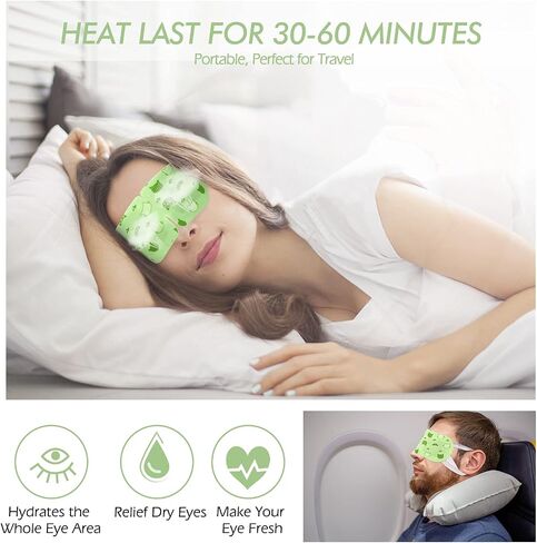 Jekeno Steam Eye Mask, 16 Packs Eye Masks for Dry Eyes, 40-60 Minutes Self Moist Warm Compress Heated Disposable Mask for Sleep, Spa Relaxing Trip Gifts, Travel Essentials for Women Men in Kuwait