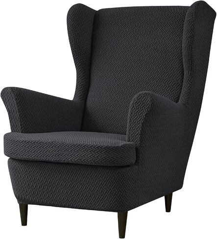 غلاف كرسي Wingback ، 2 قطعة تمتد Jacquard Wingback كرسي Slippercovers Critice Wing Crafm Covers مع غطاء كرسي Slipcover Cairs مع قاع مرن - Matcha Green in Saudi Arabia