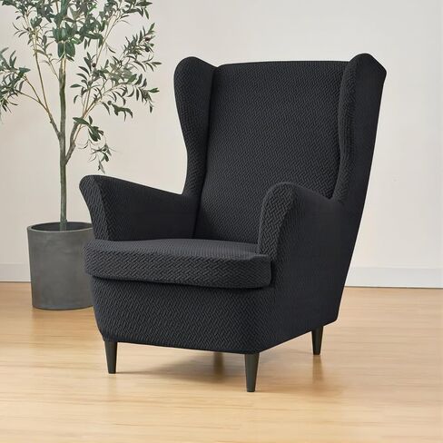 غلاف كرسي Wingback ، 2 قطعة تمتد Jacquard Wingback كرسي Slippercovers Critice Wing Crafm Covers مع غطاء كرسي Slipcover Cairs مع قاع مرن - Matcha Green in Saudi Arabia