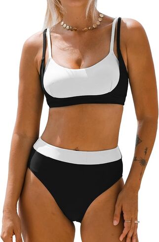 Cupshe Women's Bikini مجموعات سكوب أشرطة قابلة للتعديل in Kuwait