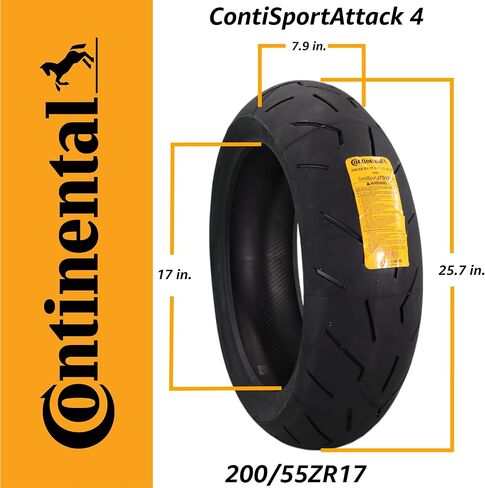 Continental Contisportattack 4 200/55ZR17 إطار الدراجات النارية الرياضية الخلفية - أقصى قبضة ، معالجة ضوئية ، ودقة توجيه رائعة 200/55-17 in Kuwait