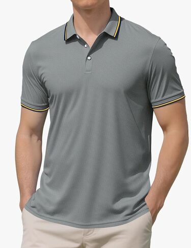 Men's Golf Polo Shirts Short Sleeve Striped Casual Polo Shirts for Men Dry Fit Tennis T-Shirt Tops in Saudi Arabia