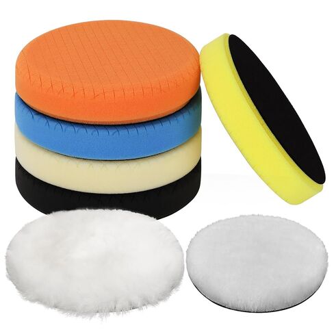 رومون 6 "منصات التلميع التلميع ، 7pcs 6.5 بوصة الوجه الكبير للوحة الدعم 6 بوصة ، وسادات الإسفنج المركب ومجموعة من وسادة التلميع الصوف لمركبة المخزن المؤقت للسيارة ، والتلميع والشمع in Kuwait