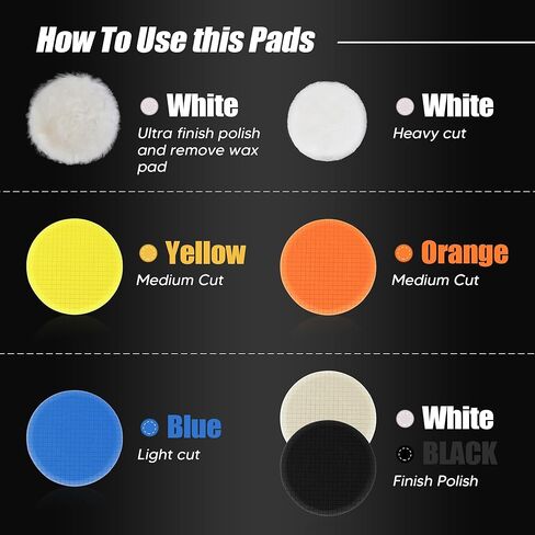 رومون 6 "منصات التلميع التلميع ، 7pcs 6.5 بوصة الوجه الكبير للوحة الدعم 6 بوصة ، وسادات الإسفنج المركب ومجموعة من وسادة التلميع الصوف لمركبة المخزن المؤقت للسيارة ، والتلميع والشمع in Kuwait