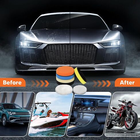 رومون 6 "منصات التلميع التلميع ، 7pcs 6.5 بوصة الوجه الكبير للوحة الدعم 6 بوصة ، وسادات الإسفنج المركب ومجموعة من وسادة التلميع الصوف لمركبة المخزن المؤقت للسيارة ، والتلميع والشمع in Kuwait