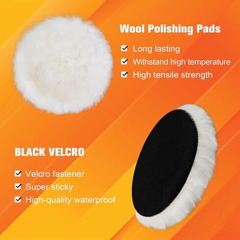 رومون 6 "منصات التلميع التلميع ، 7pcs 6.5 بوصة الوجه الكبير للوحة الدعم 6 بوصة ، وسادات الإسفنج المركب ومجموعة من وسادة التلميع الصوف لمركبة المخزن المؤقت للسيارة ، والتلميع والشمع in Kuwait