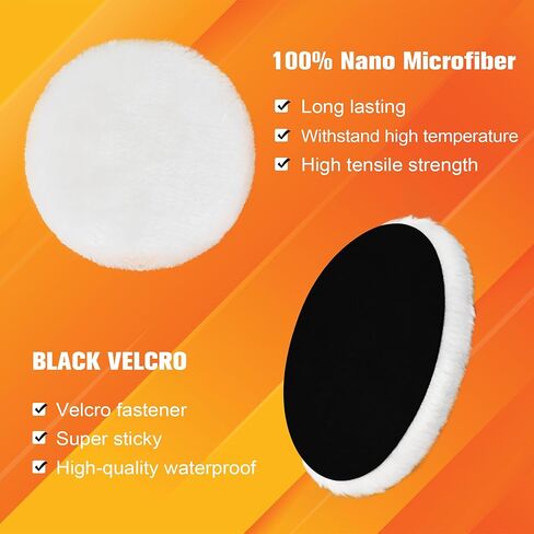 رومون 6 "منصات التلميع التلميع ، 7pcs 6.5 بوصة الوجه الكبير للوحة الدعم 6 بوصة ، وسادات الإسفنج المركب ومجموعة من وسادة التلميع الصوف لمركبة المخزن المؤقت للسيارة ، والتلميع والشمع in Kuwait