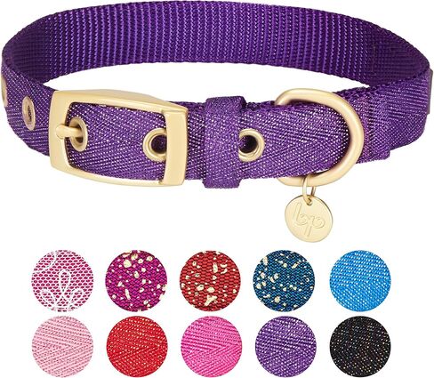 طوق كلب قابل للتعديل بحجر الراين المتلألئ من Blueberry Pet مع مشبك معدني، وردي فرنسي، رقبة 9-12.5 بوصة، للسلالات الصغيرة in Kuwait