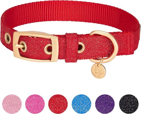 طوق كلب قابل للتعديل بحجر الراين المتلألئ من Blueberry Pet مع مشبك معدني، وردي فرنسي، رقبة 9-12.5 بوصة، للسلالات الصغيرة in Kuwait