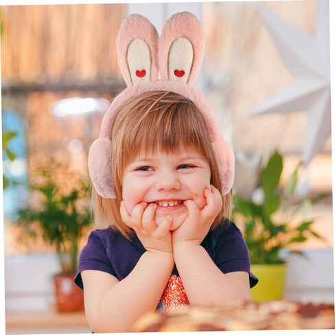LIFKOME 1pc Boys and Girls Plush Ear Earmuff Cute Rabbit Ear for Girls Thick Fleece Lined for Outdoor Cold Weather Activities Light Pink in Saudi Arabia