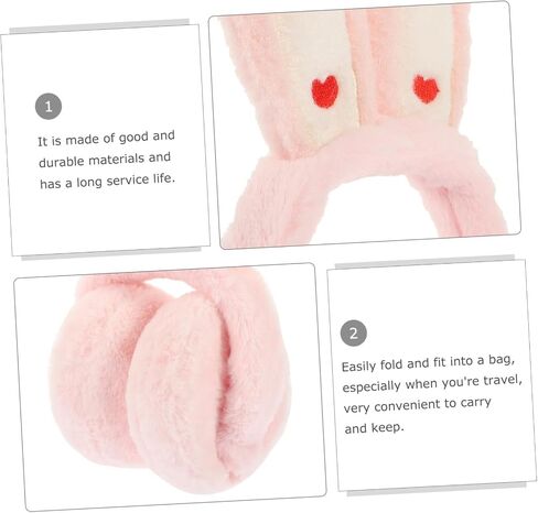 LIFKOME 1pc Boys and Girls Plush Ear Earmuff Cute Rabbit Ear for Girls Thick Fleece Lined for Outdoor Cold Weather Activities Light Pink in Saudi Arabia