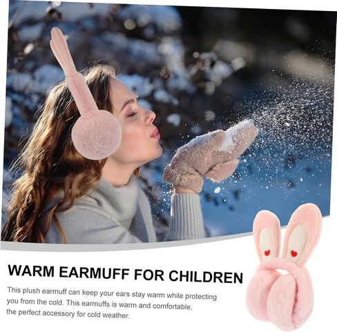 LIFKOME 1pc Boys and Girls Plush Ear Earmuff Cute Rabbit Ear for Girls Thick Fleece Lined for Outdoor Cold Weather Activities Light Pink in Saudi Arabia