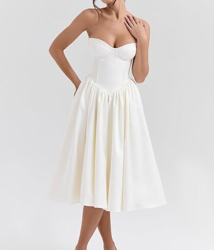 Women's Solid Color Sexy Strapless Maxi Dress Plus Size Tube Top Long Sundress Summer Tube Y2K Party Club Dresses in Saudi Arabia