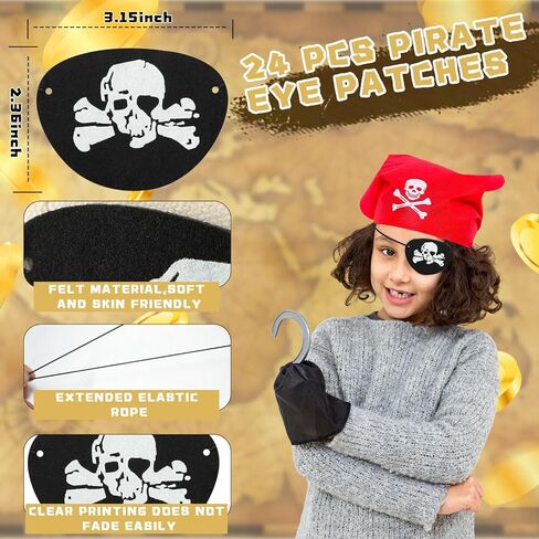 Libima 24 Sets Pirate Eye Patches and Telescopes Sets for Kids, Plastic Pirate Telescopes Pirate Patch Bulk Pirate Party Favors Kids Pirate Accessories for Halloween Pirate Theme Birthday Supplies in Kuwait