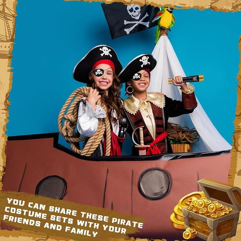 Libima 24 Sets Pirate Eye Patches and Telescopes Sets for Kids, Plastic Pirate Telescopes Pirate Patch Bulk Pirate Party Favors Kids Pirate Accessories for Halloween Pirate Theme Birthday Supplies in Kuwait
