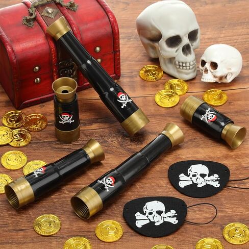 Libima 24 Sets Pirate Eye Patches and Telescopes Sets for Kids, Plastic Pirate Telescopes Pirate Patch Bulk Pirate Party Favors Kids Pirate Accessories for Halloween Pirate Theme Birthday Supplies in Kuwait