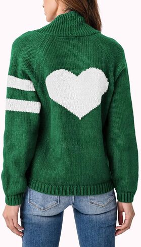 Women's American Flag Cardigan Long Sleeve Open Front Button Down Chunky Knit Varsity Sweater in Saudi Arabia