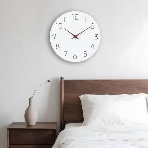 ساعة حائط Mosewa مقاس 14 بوصة ساعات حائط تعمل بالبطارية صامتة غير موقوتة، ساعة خشبية عصرية بسيطة مزخرفة لغرفة النوم وغرفة المعيشة والمطبخ والمكتب المنزلي (رمادي) in Saudi Arabia